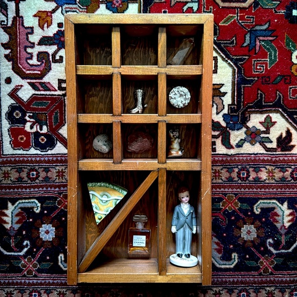 Antique handmade miniatures wooden display shadow box